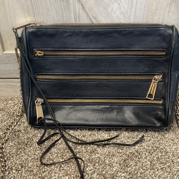 REBECCA MINKOFF TRIPLE ZIP ROCKER CROSSBODY BLACK - Picture 2 of 7